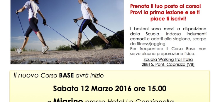 Da sabato 12/03/2016 riprendono i Corsi di Nordic Walking sulle alture del Lago d’Orta