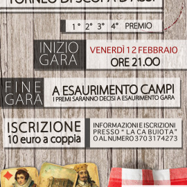 12/02/2016 | Torneo di scopa d’assi a La Ca Buiota